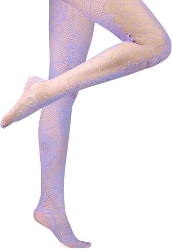 Benefeet Sox Womens Sexy Rose Patterned Fishnet Tights Neon Solid Colored Fishnets Floral Mesh Hollow Out Stockings Pantyhose in Saudi Arabia