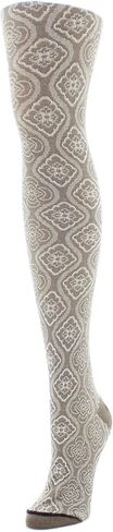 MeMoi Trellis Patterned Cotton Blend Sweater Tights in Saudi Arabia