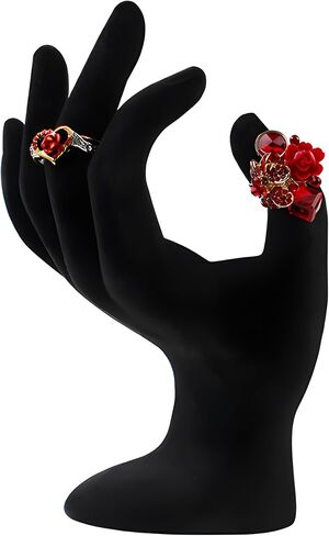 YOFAN Hand Shaped Ring Jewelry Display Holder Bracelet Necklace Stand, Photo props, Home Decoration, Black Velour, 7 Inch in Saudi Arabia