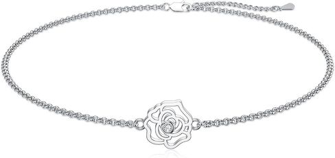 AOBOCO Flower Ankle Bracelet for Women, 925 Sterling Silver Crystal Adjustable Anklet in Saudi Arabia