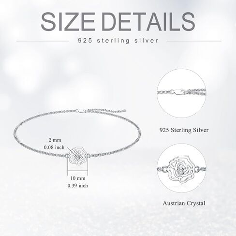 AOBOCO Flower Ankle Bracelet for Women, 925 Sterling Silver Crystal Adjustable Anklet in Saudi Arabia
