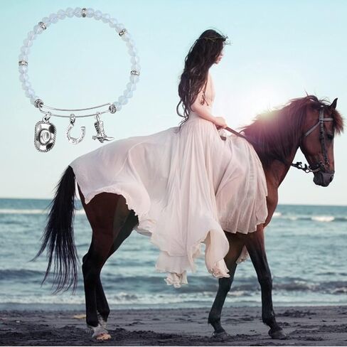 FEELMEM Cowgirl Jewelry Equestrian Bracelet Cowgirl Western Jewelry Horses Horseshoe Charm Bracelet Horse Lover Gift in Saudi Arabia