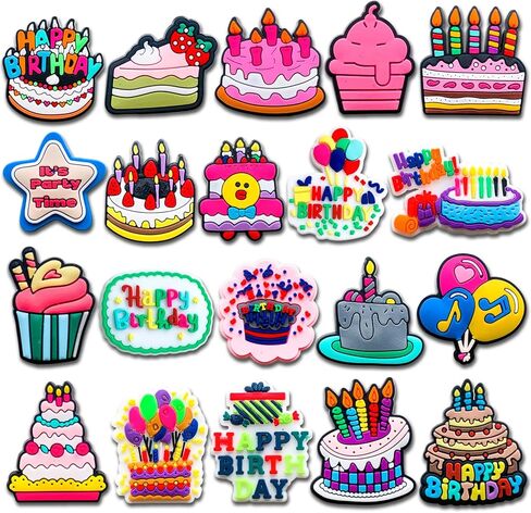 Zanerolan 20PCS Happy Birthday Shoe Decoration Charms for Clog, Party Cake Charms Accessories for Kid Girl Boy Party Favor in Kuwait