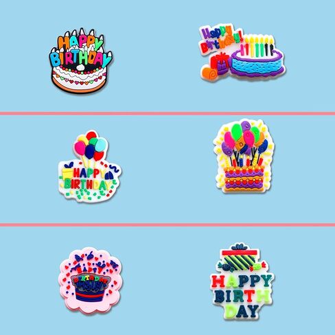 Zanerolan 20PCS Happy Birthday Shoe Decoration Charms for Clog, Party Cake Charms Accessories for Kid Girl Boy Party Favor in Kuwait
