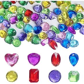 100 Pcs Fake Acrylic Gems gemstones and crystals Toy Gems Plastic Gemstones for kids Treasure Hunt Game and Party Favors in Kuwait
