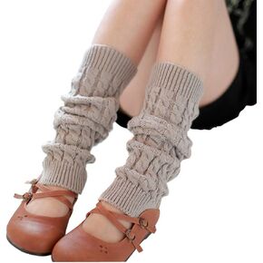 Bamboopack Women Knee High Leg Warmers Leg Sleeve Knitted Crochet Long Boot Socks Stocking