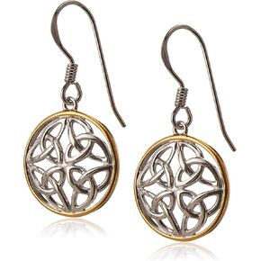 Amazon Collection Sterling Silver Celtic Knot Round Drop Wire Earrings in Saudi Arabia