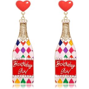 Birthday Earrings for Women Happy Birthday Earrings Statement Cake Dangle Earrings Champagne Bottle Earrings Happy Birthday DropEarrings Birthday Gifts Party Favors in Kuwait