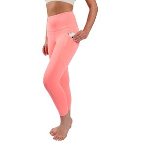 Yogalicious High Waist Squat Proof Yoga Capri Leggings with Side Pockets for Women