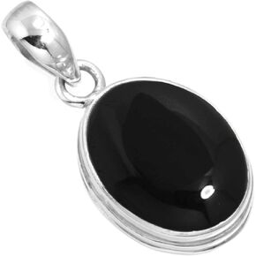 JEWELOPORIUM 925 قلادة مصنوعة يدويًا من الفضة الإسترليني للنساء 12 × 16 مجوهرات عصرية من الأحجار الكريمة البيضاوية للهدايا (99541_P) in Kuwait