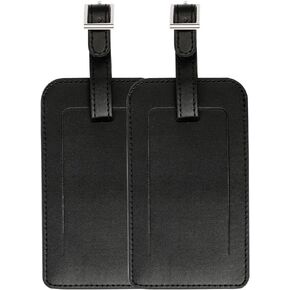 uxcell Luggage Tags,PU Leather Travel Tags Luggage Identifier Name Holder Address ID Labels for Baggage Suitcases 2 Pack,Black