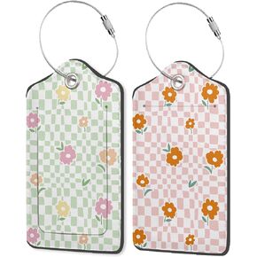 Abstract Mountains 2 Pack PU Leahter Luggage Tag with Stainless Steel Loop, Watercolor Sunset and Mountains Travel Suitcase Labels with Privacy Cover ID Label Quickly Spot for Bags in Saudi Arabia