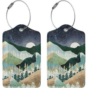 BLOCIT 2 عبوة من علامات الأمتعة مع غطاء للخصوصية - حلقة من الفولاذ المقاوم للصدأ، بطاقة عنوان - حقيبة سفر لطيفة لحقائب السفر للنساء والرجال والأطفال والبنات (Gold Mountain Moon) in Kuwait