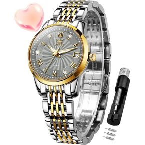 OLEVS Womens Automatic Watch Diamond Fashion Luxury Dress Mechanical Self Winding Stainless Steel Ladies Wrist Watches for Women Luminous Waterproof