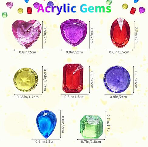 100 قطعة من الاحجار الكريمة والكريستال من الاكريليك المزيف، احجار كريمة بلاستيكية للاطفال، لعبة البحث عن الكنوز وهدايا الحفلات in Kuwait