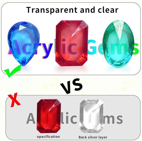100 قطعة من الاحجار الكريمة والكريستال من الاكريليك المزيف، احجار كريمة بلاستيكية للاطفال، لعبة البحث عن الكنوز وهدايا الحفلات in Kuwait