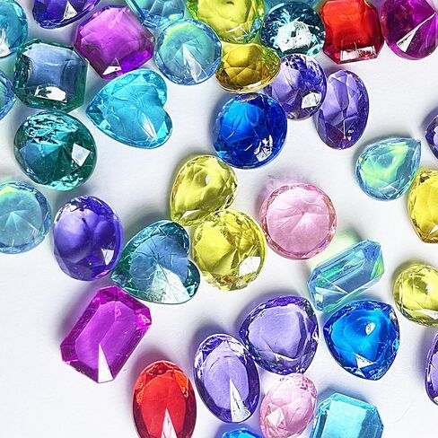 100 قطعة من الاحجار الكريمة والكريستال من الاكريليك المزيف، احجار كريمة بلاستيكية للاطفال، لعبة البحث عن الكنوز وهدايا الحفلات in Kuwait