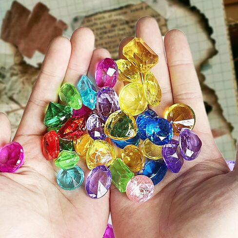100 قطعة من الاحجار الكريمة والكريستال من الاكريليك المزيف، احجار كريمة بلاستيكية للاطفال، لعبة البحث عن الكنوز وهدايا الحفلات in Kuwait