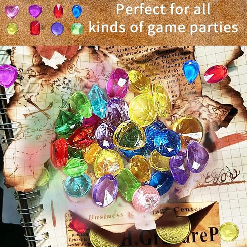 100 قطعة من الاحجار الكريمة والكريستال من الاكريليك المزيف، احجار كريمة بلاستيكية للاطفال، لعبة البحث عن الكنوز وهدايا الحفلات in Kuwait