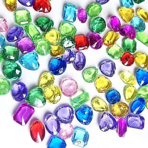 100 قطعة من الاحجار الكريمة والكريستال من الاكريليك المزيف، احجار كريمة بلاستيكية للاطفال، لعبة البحث عن الكنوز وهدايا الحفلات in Kuwait