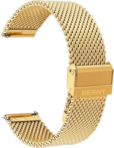 BERNY Stainless Steel Mesh Watch Band for Men Women, Quick Release Adjustable Milanese Watch Straps, Solid Metal Watch Bracelet with Double Safety Clasp Gold Blue in Saudi Arabia