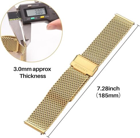 BERNY Stainless Steel Mesh Watch Band for Men Women, Quick Release Adjustable Milanese Watch Straps, Solid Metal Watch Bracelet with Double Safety Clasp Gold Blue in Saudi Arabia