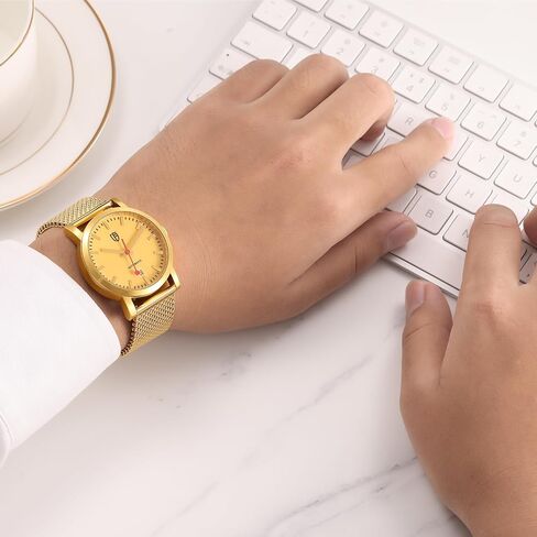 BERNY Stainless Steel Mesh Watch Band for Men Women, Quick Release Adjustable Milanese Watch Straps, Solid Metal Watch Bracelet with Double Safety Clasp Gold Blue in Saudi Arabia
