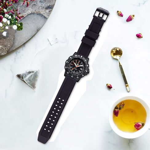 حزام ساعة مطاطي 23 ملم يناسب Luminox 3050 8800 3950 سلسلة استبدال السيليكون مع مشبك أسود/فضي مقاوم للماء in Saudi Arabia