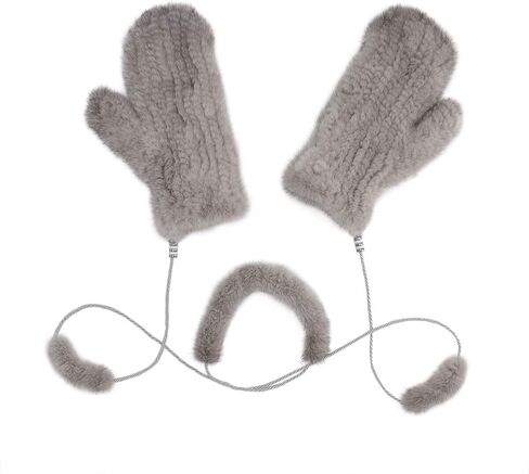 surell Mink Fur Mittens w Removable Rope String - Soft Winter Gloves - Luxury Cold Weather Clothing Accessory - Women in Saudi Arabia