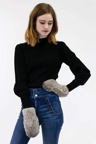 surell Mink Fur Mittens w Removable Rope String - Soft Winter Gloves - Luxury Cold Weather Clothing Accessory - Women in Saudi Arabia