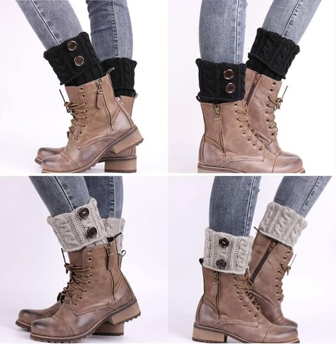 زوجان من الجوارب النسائية ذات الرقبة الطويلة الشتوية الدافئة والجوارب طويلة الرقبة المنسوجة الكروشيه الأصفاد الجوارب لتدفئة الساق in Kuwait