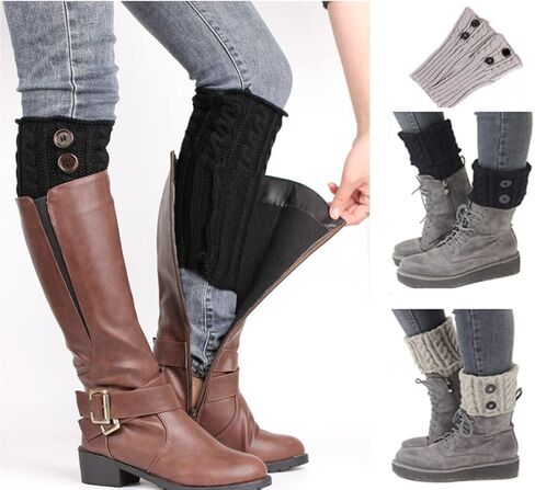 زوجان من الجوارب النسائية ذات الرقبة الطويلة الشتوية الدافئة والجوارب طويلة الرقبة المنسوجة الكروشيه الأصفاد الجوارب لتدفئة الساق in Kuwait