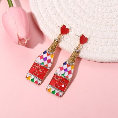 Birthday Earrings for Women Happy Birthday Earrings Statement Cake Dangle Earrings Champagne Bottle Earrings Happy Birthday DropEarrings Birthday Gifts Party Favors in Kuwait