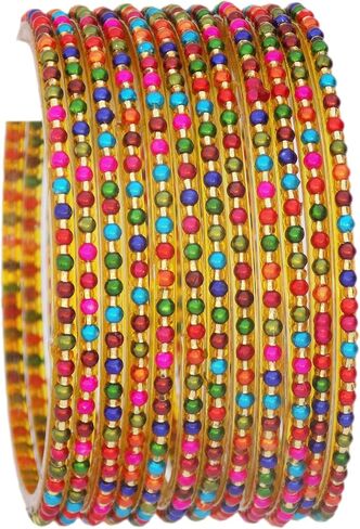 JD'Z COLLECTION Indian Bollywood Traditional Glass Bangles Set Churi Multi Color Bangle Bracelet For Women Jewelry Bangles in Saudi Arabia