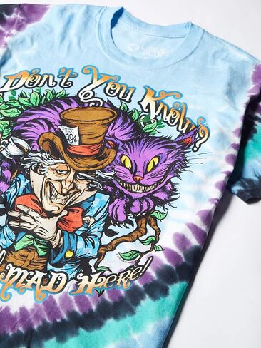 Liquid Blue Don't You Know Alice in Wonderland Mad Here Tie Dye T-Shirt in Saudi Arabia