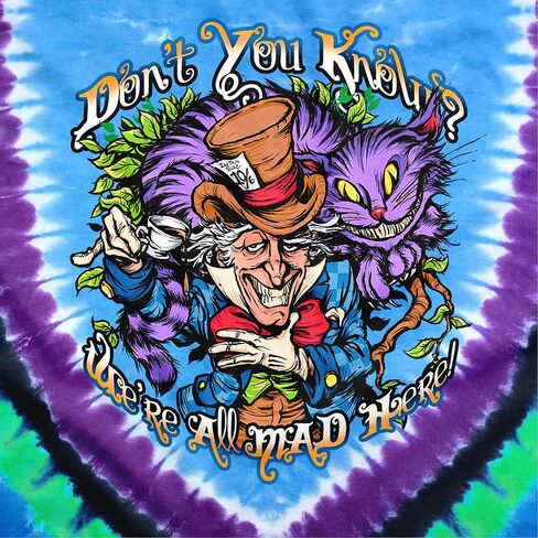 Liquid Blue Don't You Know Alice in Wonderland Mad Here Tie Dye T-Shirt in Saudi Arabia