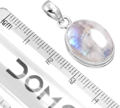 JEWELOPORIUM 925 قلادة مصنوعة يدويًا من الفضة الإسترليني للنساء 12 × 16 مجوهرات عصرية من الأحجار الكريمة البيضاوية للهدايا (99541_P) in Saudi Arabia