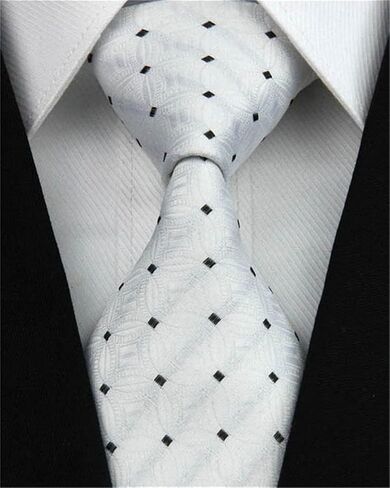 SELOUD, Pack of 6, Men's Fashion Silk Neck Tie for Men Classic Design 3 Inches (7.5cm) Wide White Gray Necktie for Wedding Business Party Bar, 57 in(145cm) x 3 in(7.5cm), FGE-6xST750 in Saudi Arabia