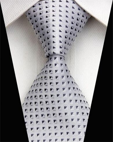 SELOUD, Pack of 6, Men's Fashion Silk Neck Tie for Men Classic Design 3 Inches (7.5cm) Wide White Gray Necktie for Wedding Business Party Bar, 57 in(145cm) x 3 in(7.5cm), FGE-6xST750 in Saudi Arabia