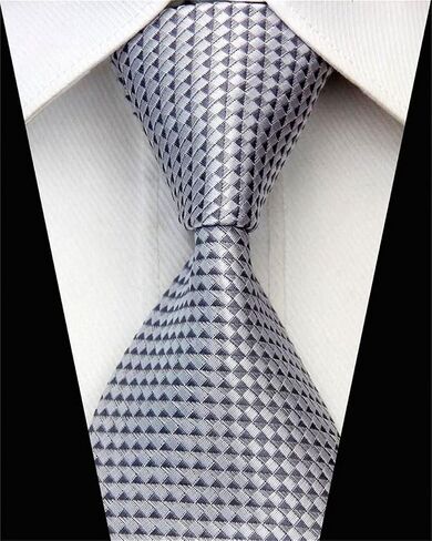 SELOUD, Pack of 6, Men's Fashion Silk Neck Tie for Men Classic Design 3 Inches (7.5cm) Wide White Gray Necktie for Wedding Business Party Bar, 57 in(145cm) x 3 in(7.5cm), FGE-6xST750 in Saudi Arabia