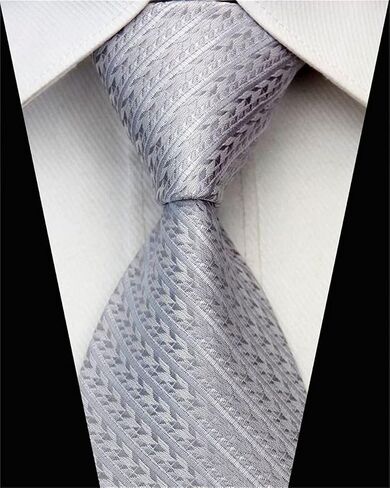 SELOUD, Pack of 6, Men's Fashion Silk Neck Tie for Men Classic Design 3 Inches (7.5cm) Wide White Gray Necktie for Wedding Business Party Bar, 57 in(145cm) x 3 in(7.5cm), FGE-6xST750 in Saudi Arabia