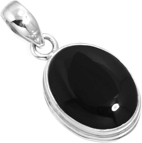 JEWELOPORIUM 925 قلادة مصنوعة يدويًا من الفضة الإسترليني للنساء 12 × 16 مجوهرات عصرية من الأحجار الكريمة البيضاوية للهدايا (99541_P) in Kuwait