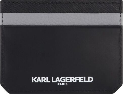 Karl Lagerfeld Paris Men's Split/Saffiano/Bubble Leather Kocktail Karl Head Logo Slim Card Holder, Black_kc3, One Size in Saudi Arabia