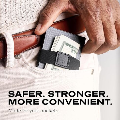 حزمة محفظة KeySmart STATIK Ultimate - محفظة Statik Pop Up Wallet SmartCard رفيعة لتتبع المحفظة - حجب RFID، تصميم بسيط والعثور على تطبيقي - يحمل إجمالي 15 بطاقة - ألياف الكربون in Kuwait