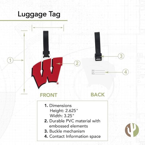 University of Wisconsin Luggage Tag Badgers UW Madison Tags Bag (PVC Luggage Tag - Design A) in Kuwait