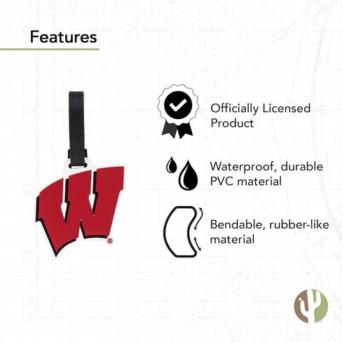 University of Wisconsin Luggage Tag Badgers UW Madison Tags Bag (PVC Luggage Tag - Design A) in Kuwait