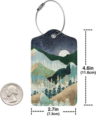 BLOCIT 2 عبوة من علامات الأمتعة مع غطاء للخصوصية - حلقة من الفولاذ المقاوم للصدأ، بطاقة عنوان - حقيبة سفر لطيفة لحقائب السفر للنساء والرجال والأطفال والبنات (Gold Mountain Moon) in Kuwait