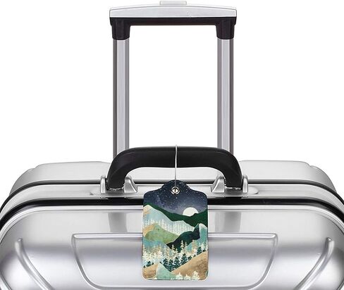 BLOCIT 2 عبوة من علامات الأمتعة مع غطاء للخصوصية - حلقة من الفولاذ المقاوم للصدأ، بطاقة عنوان - حقيبة سفر لطيفة لحقائب السفر للنساء والرجال والأطفال والبنات (Gold Mountain Moon) in Kuwait