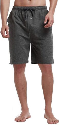 Bintangor Men's Pajama Shorts 100% Cotton Sleep Knit Elastic Waistband Lounge Wear pj Shorts 2 Pack in Saudi Arabia