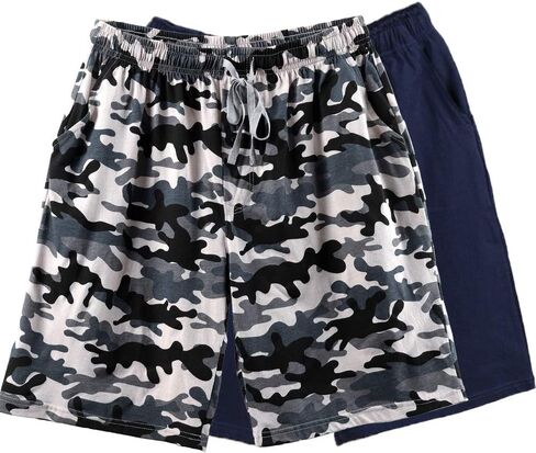 Bintangor Men's Pajama Shorts 100% Cotton Sleep Knit Elastic Waistband Lounge Wear pj Shorts 2 Pack in Saudi Arabia